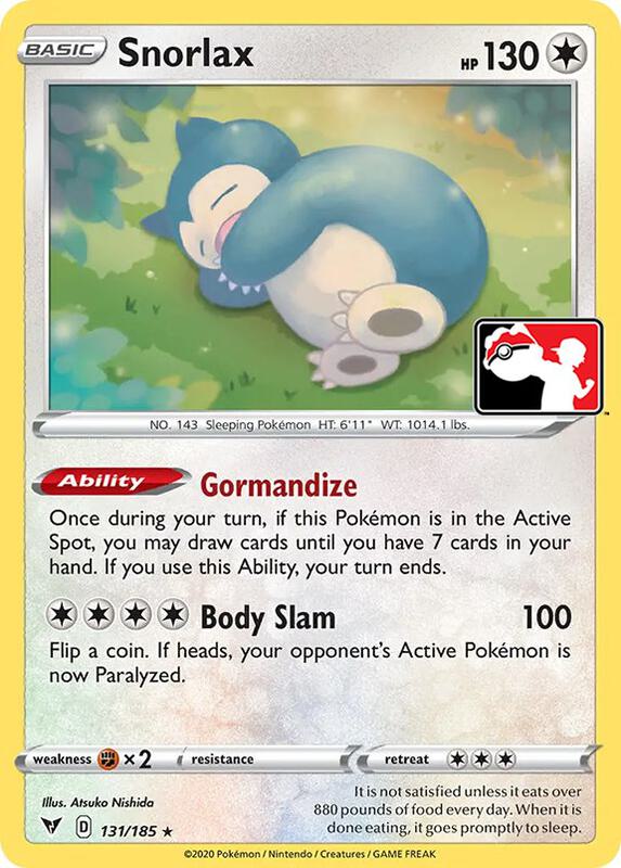 Snorlax Pokemon card from Prize Pack Series Cards