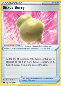 Sitrus Berry Pokemon card from Sword Shield