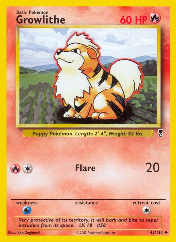 Growlithe Pokemon card from Legendary Collection
