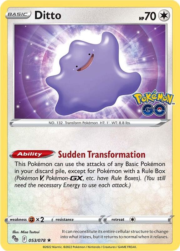 Ditto Pokemon card from Pokemon GO