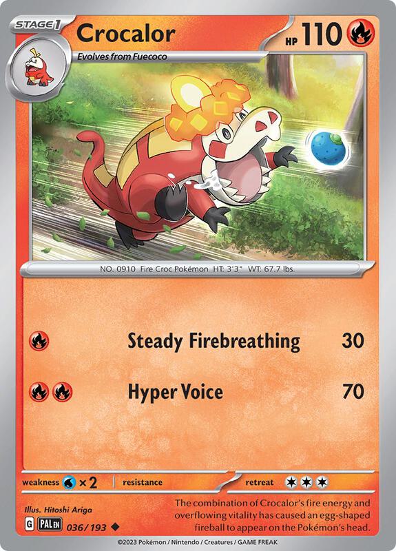 Crocalor Pokemon card from SV02: Paldea