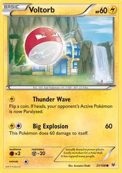 Voltorb Pokemon card from Roaring Skies