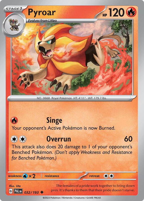 Pyroar Pokemon card from SV02: Paldea