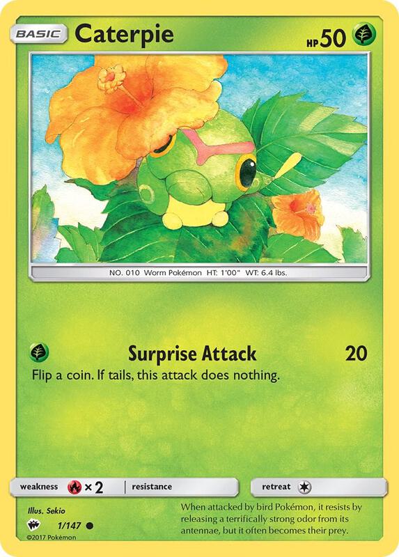 Caterpie Pokemon card from SM - Burning Shadows