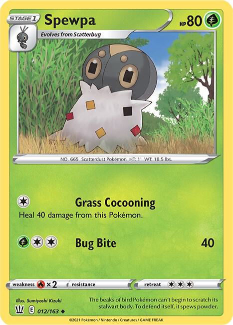Spewpa Pokemon card from SWSH05: Battle