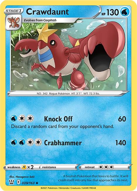 Crawdaunt Pokemon card from SWSH05: Battle