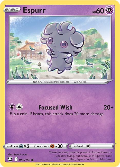 Espurr Pokemon card from SWSH05: Battle Styles