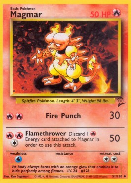 Magmar (Holo) Pokemon card from Base Set 2