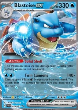 Blastoise ex Pokemon card from Stellar Crown