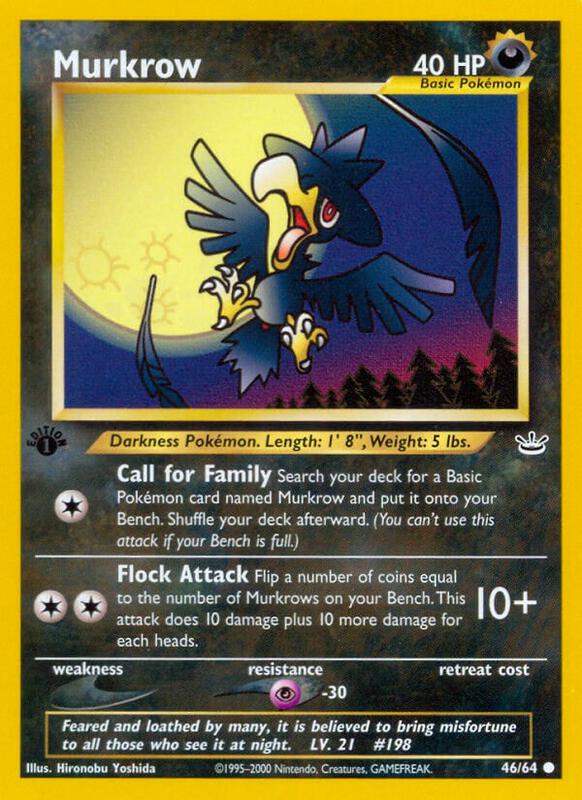 Murkrow Pokemon card from Neo Revelation