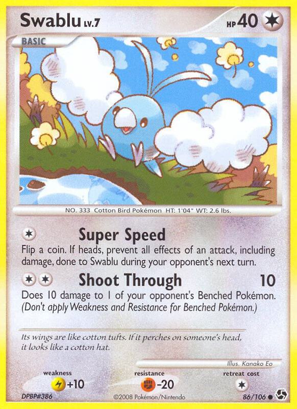 Swablu Pokemon card from Great Encounters