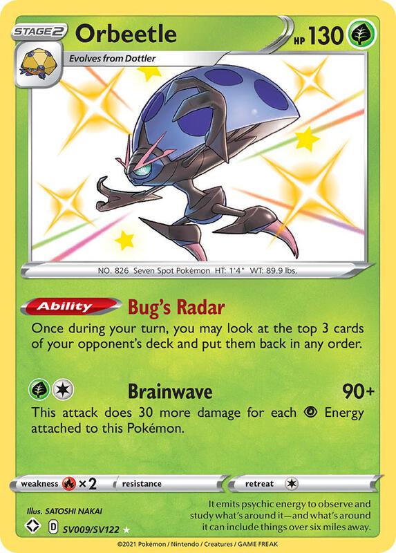 Orbeetle Pokemon card from Shining Fates: Shiny Vault
