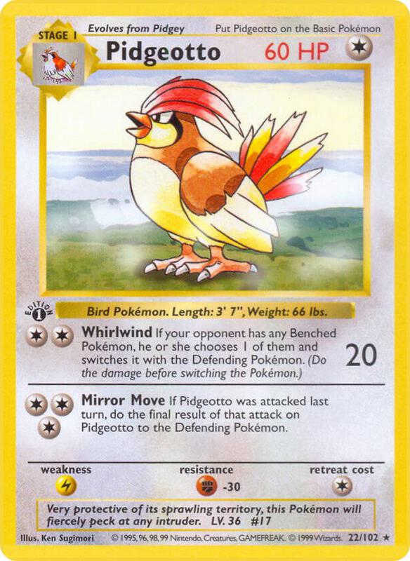Pidgeotto Pokemon card from Base Set (Shadowless)