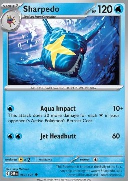 Sharpedo Pokemon card from Obsidian Flames