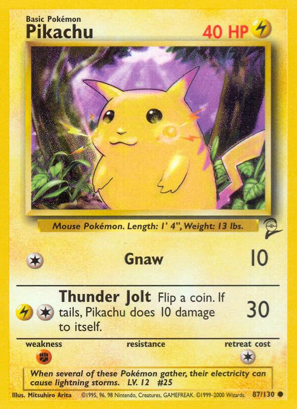 Pikachu Pokemon card from Base Set 2