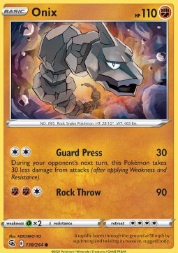 Onix Pokemon card from Fusion Strike