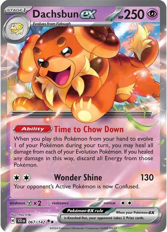 Dachsbun ex Pokemon card from SV07: Stellar Crown