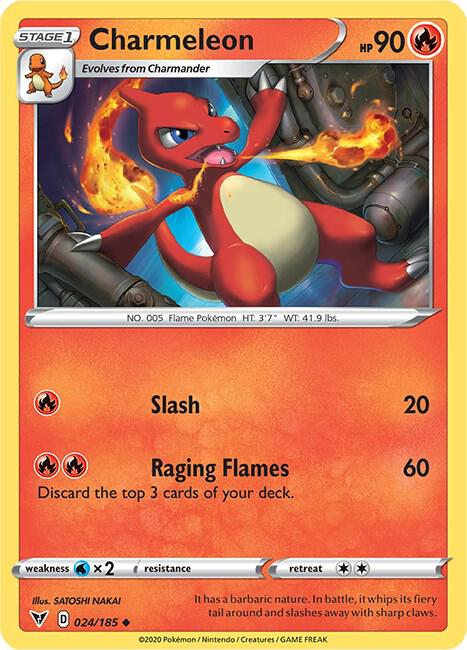 Charmeleon Pokemon card from SWSH04: Vivid Voltage
