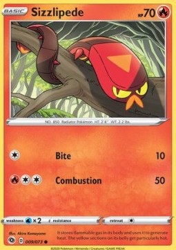 Sizzlipede Pokemon card from Champion's Path