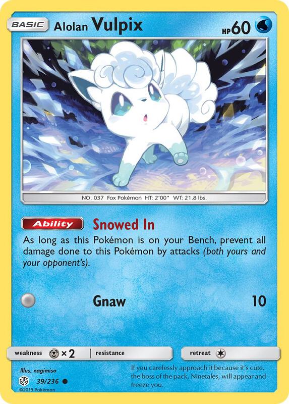 Alolan Vulpix Pokemon card from SM - Cosmic Eclipse