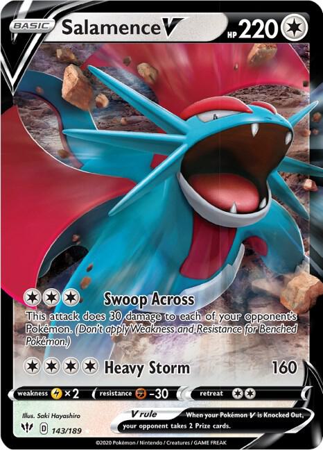 Salamence V Pokemon card from SWSH03: Darkness Ablaze