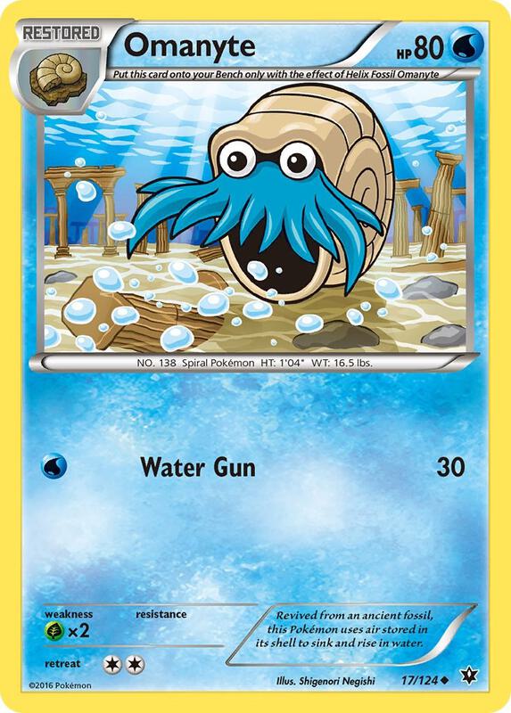 Omanyte Pokemon card from XY - Fates Collide
