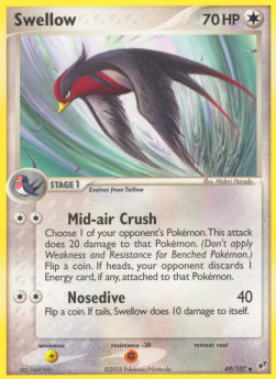 Swellow Pokemon card from EX Deoxys