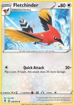 Fletchinder Pokemon card from Evolving Skies