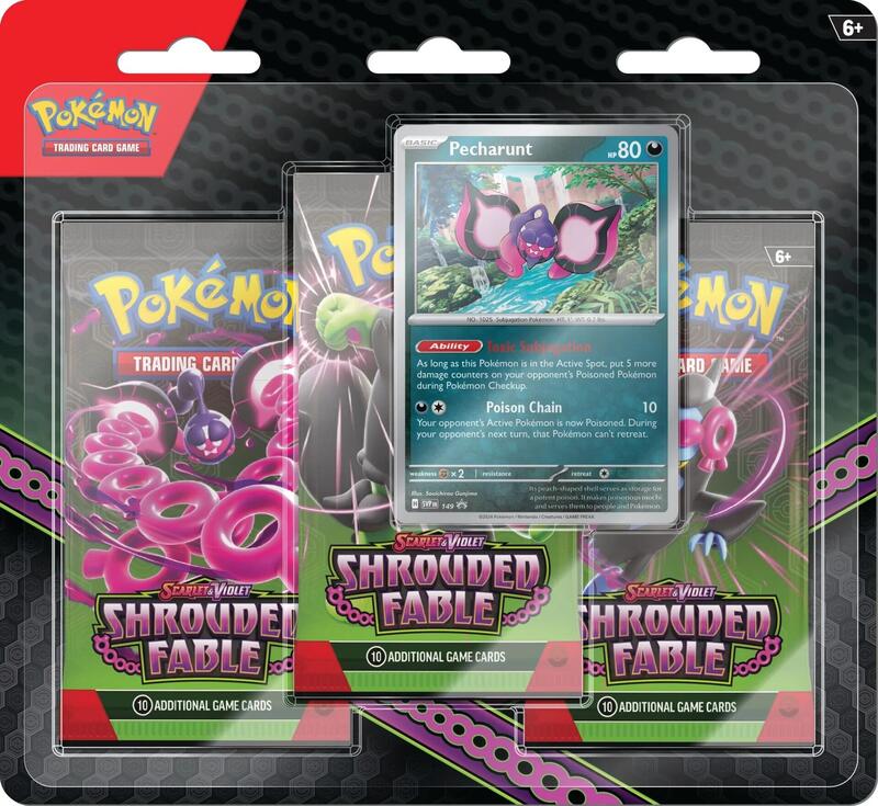 Shrouded Fable 3 Pack Blister [Pecharunt] Pokemon card from SV: Shrouded Fable