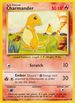 Charmander Pokemon card from Base Set