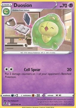 Duosion Pokemon card from Silver Tempest
