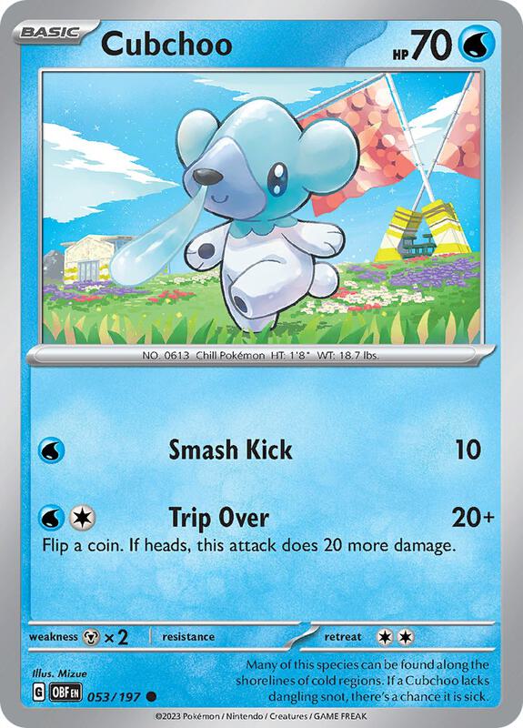 Cubchoo Pokemon card from SV03: Obsidian Flames