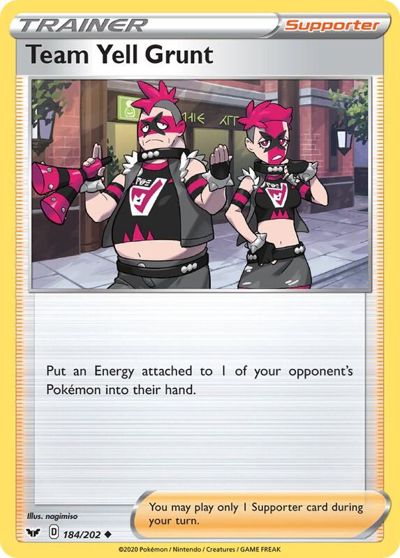 Team Yell Grunt Pokemon card from SWSH01: Sword & Shield Base Set