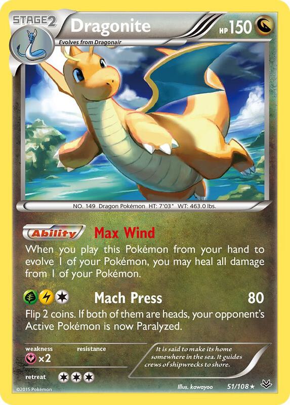 Dragonite (51) Pokemon card from XY - Roaring Skies