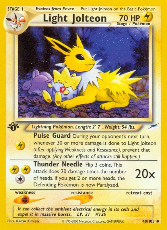 Light Jolteon Pokemon card from Neo Destiny