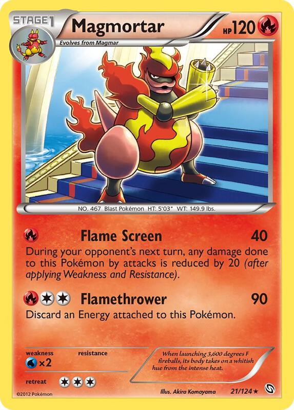 Magmortar Pokemon card from Dragons Exalted