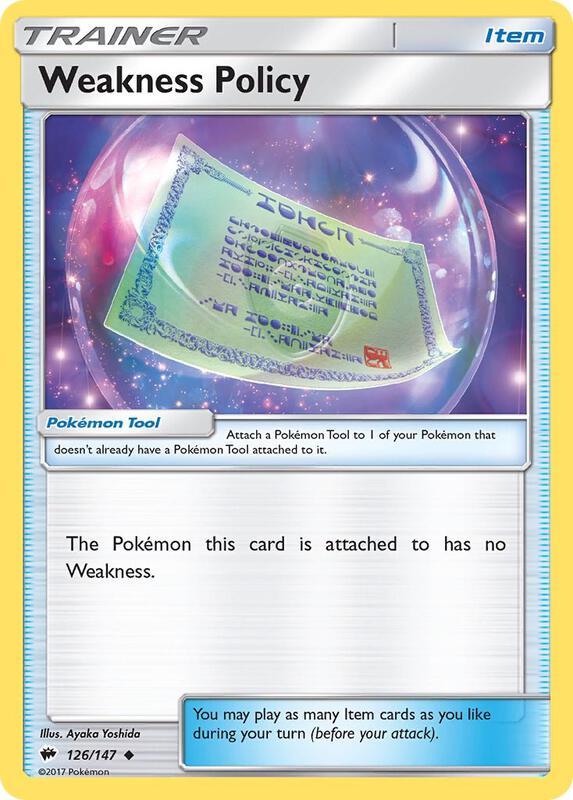 Weakness Policy Pokemon card from SM - Burning Shadows