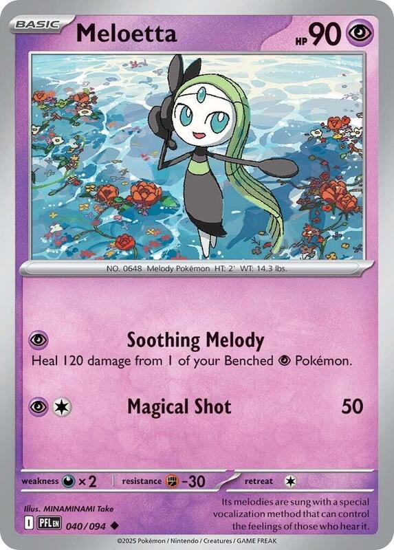 Meloetta Pokemon card from ME02: Phantasmal Flames