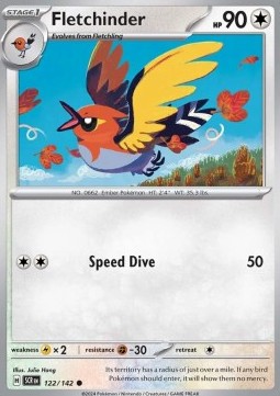 Fletchinder Pokemon card from Stellar Crown