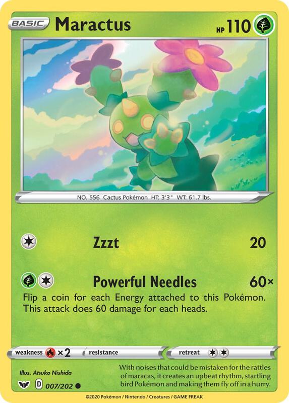 Maractus Pokemon card from SWSH01: Sword & Shield Base Set