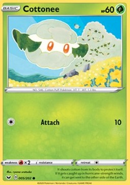 Cottonee Pokemon card from Sword Shield