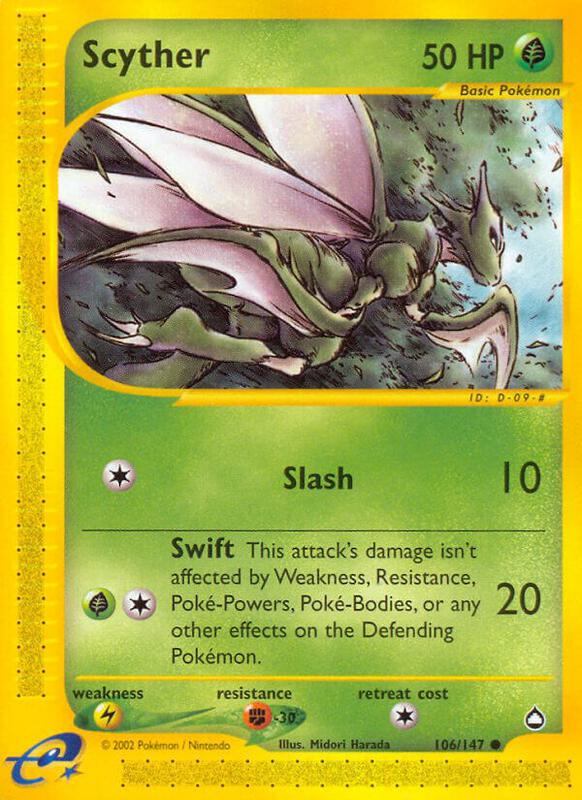 Scyther (106) Pokemon card from Aquapolis