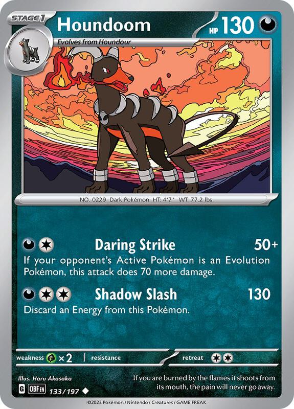 Houndoom Pokemon card from SV03: Obsidian Flames