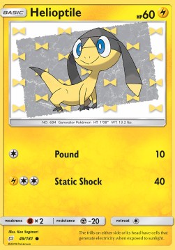 Helioptile Pokemon card from Team Up