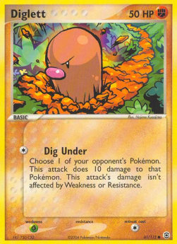 Diglett Pokemon card from EX FireRed LeafGreen