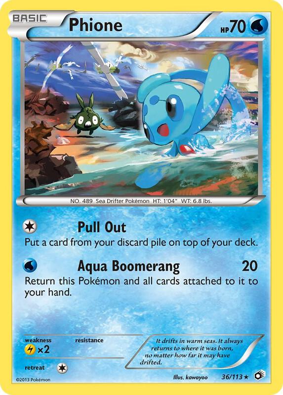 Phione Pokemon card from Legendary Treasures