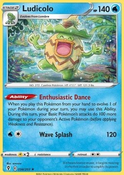 Ludicolo Pokemon card from Evolving Skies