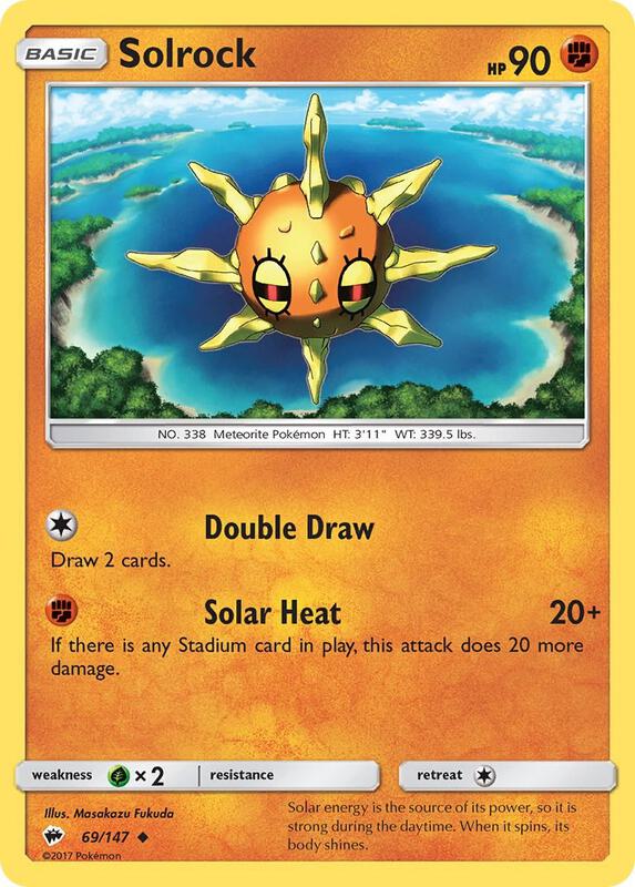 Solrock Pokemon card from SM - Burning Shadows