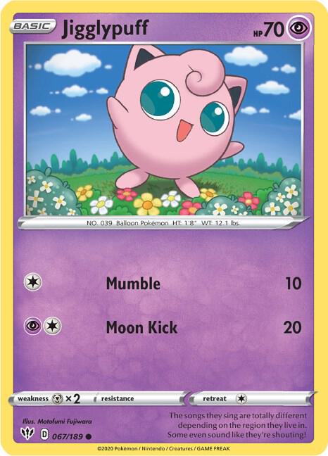 Jigglypuff Pokemon card from SWSH03: Darkness Ablaze