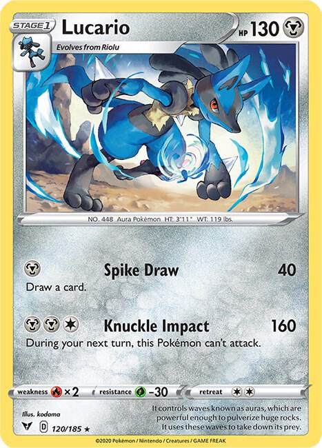 Lucario Pokemon card from SWSH04: Vivid Voltage